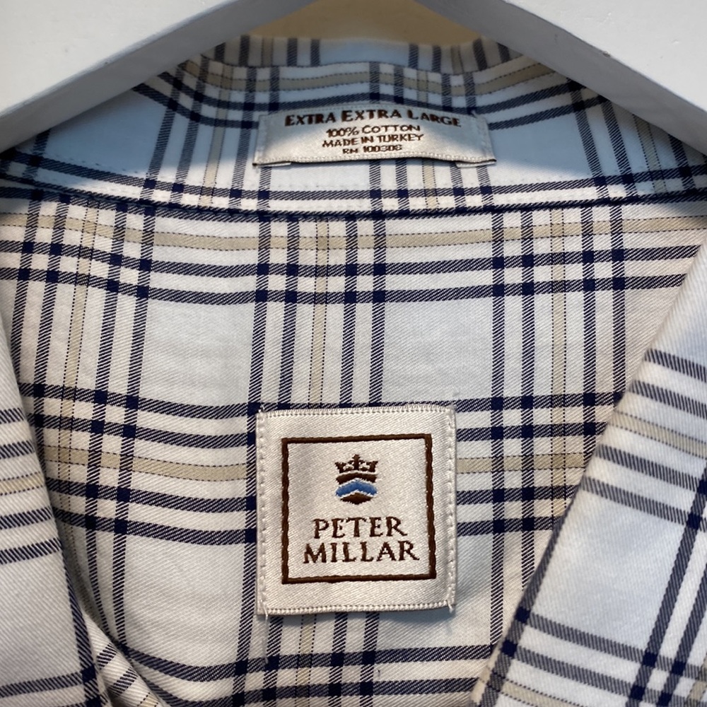 Peter Millar Plaid Button Down Shirt Euc - image 4